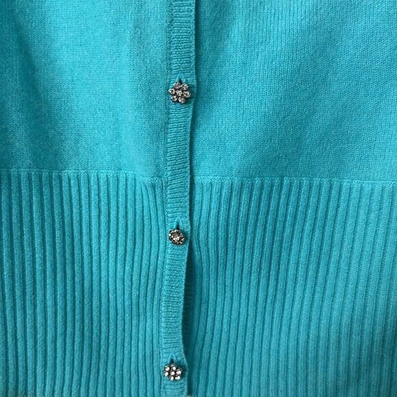 Mainbocher Aqua Cashmere Cardigan Sweater L - Picture 3 of 6